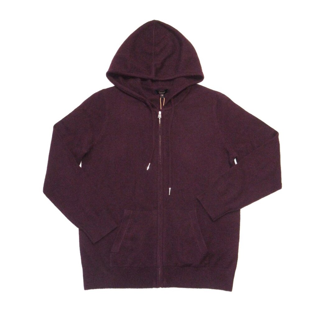 NWT Quince Mongolian Cashmere Full-Zip Hoodie in Rich Burgundy Sweater S